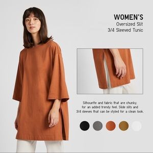 Uniqlo｜Women Oversize Slit 3/4 Sleeve Tunic Shirt Sz S